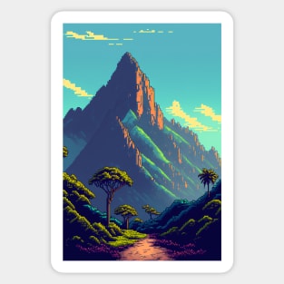 Hawaiian Landscape Pixel Art Island Mountains Sticker